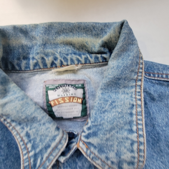 Vintage fission denim mens Jean jacket large - Picture 4 of 9